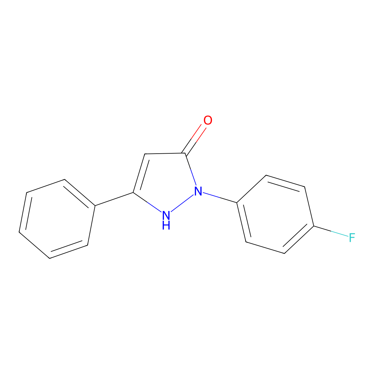 2-(4-fluorophenyl)-5-phenyl-1,2-dihydro-3H-pyrazol-3-one molecular structure, CAS 692266-15-2