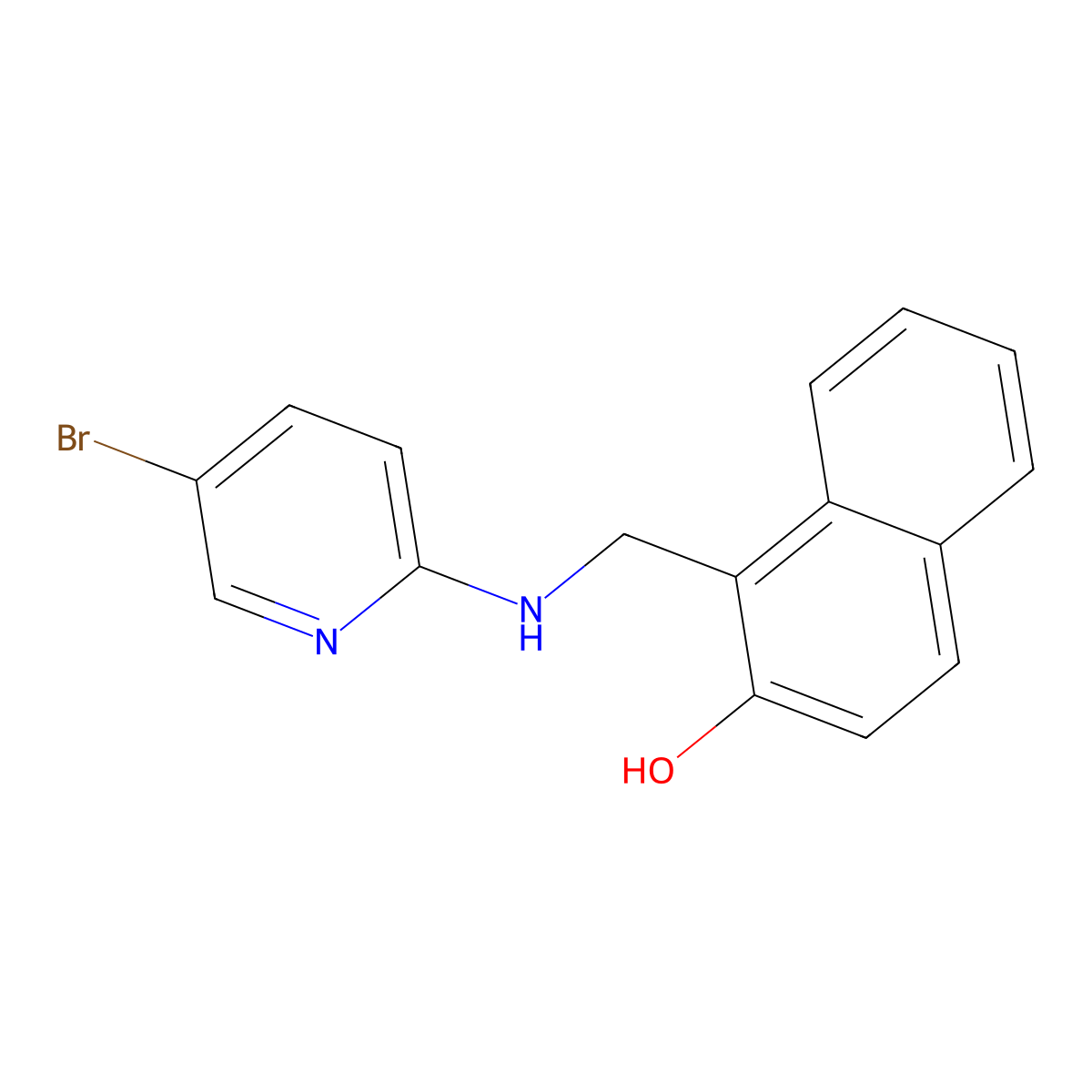 1-(((5-Bromo-2-pyridinyl)amino)methyl)-2-naphthalenol molecular structure, CAS 692266-16-3