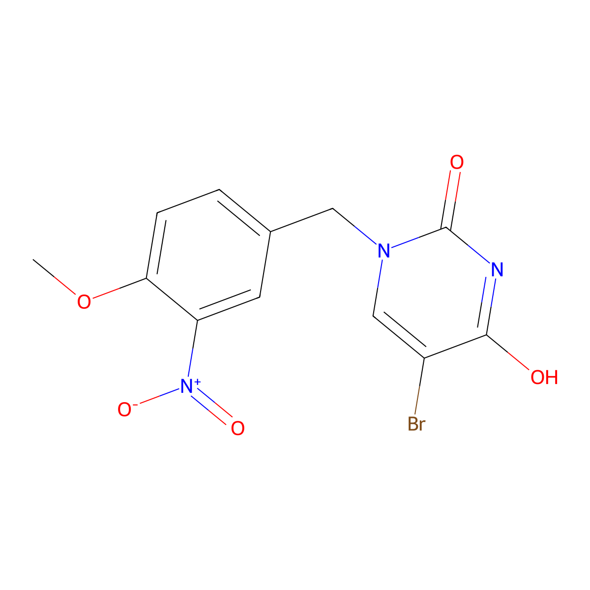5-Bromo-1-[(4-methoxy-3-nitrophenyl)methyl]pyrimidine-2,4-dione molecular structure, CAS 692266-77-6