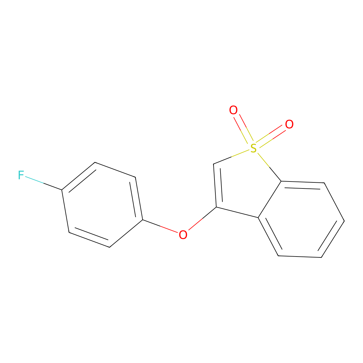 1,1-Dioxido-1-benzothien-3-yl 4-fluorophenyl ether molecular structure, CAS 692266-79-8