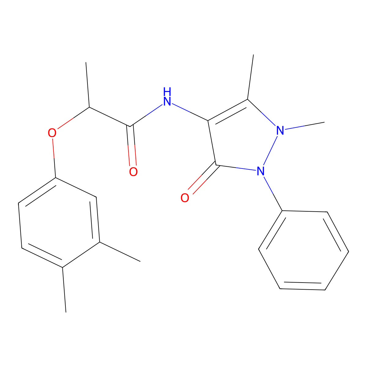 N-(1,5-dimethyl-3-oxo-2-phenyl-2,3-dihydro-1H-pyrazol-4-yl)-2-(3,4-dimethylphenoxy)propanamide molecular structure, CAS 692267-00-8