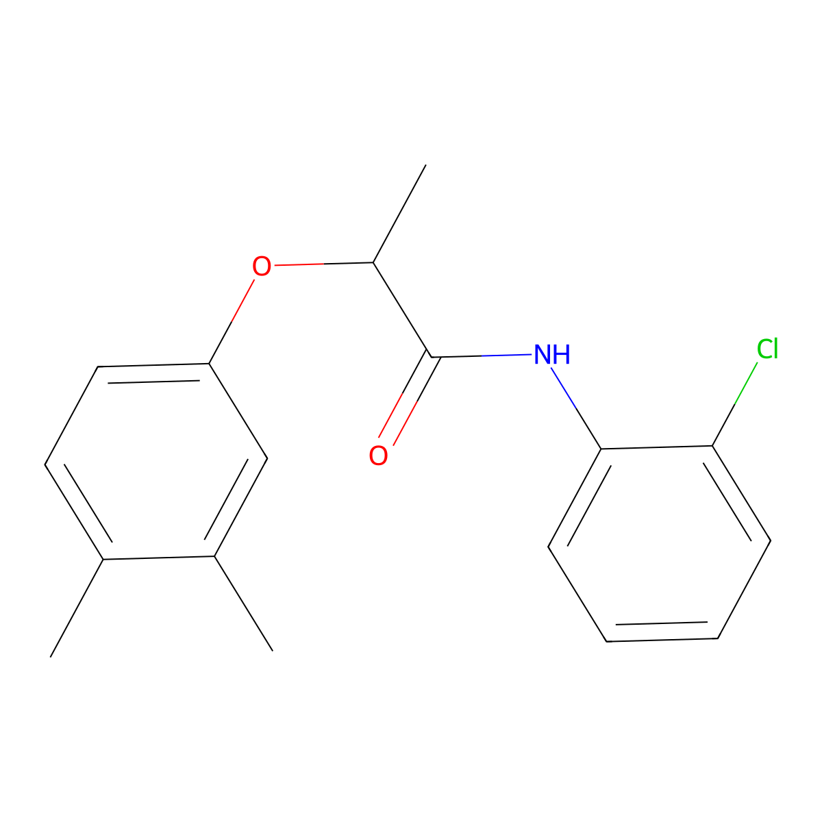 N-(2-chlorophenyl)-2-(3,4-dimethylphenoxy)propanamide molecular structure, CAS 692267-29-1