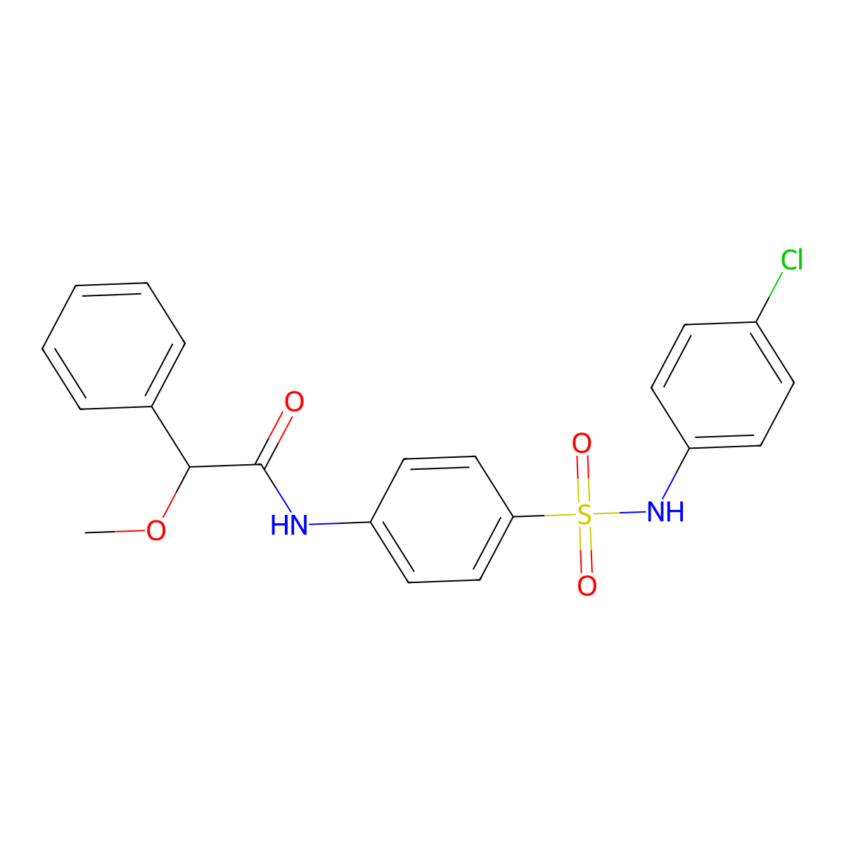 N-[4-[(4-chlorophenyl)sulfamoyl]phenyl]-2-methoxy-2-phenylacetamide molecular structure, CAS 692267-36-0