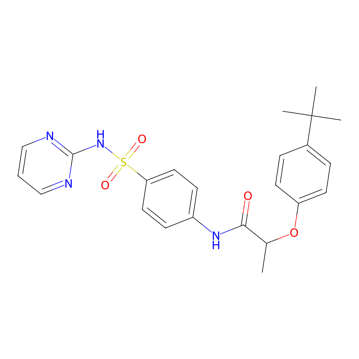 2-(4-tert-butylphenoxy)-N-[4-(pyrimidin-2-ylsulfamoyl)phenyl]propanamide molecular structure, CAS 692267-45-1