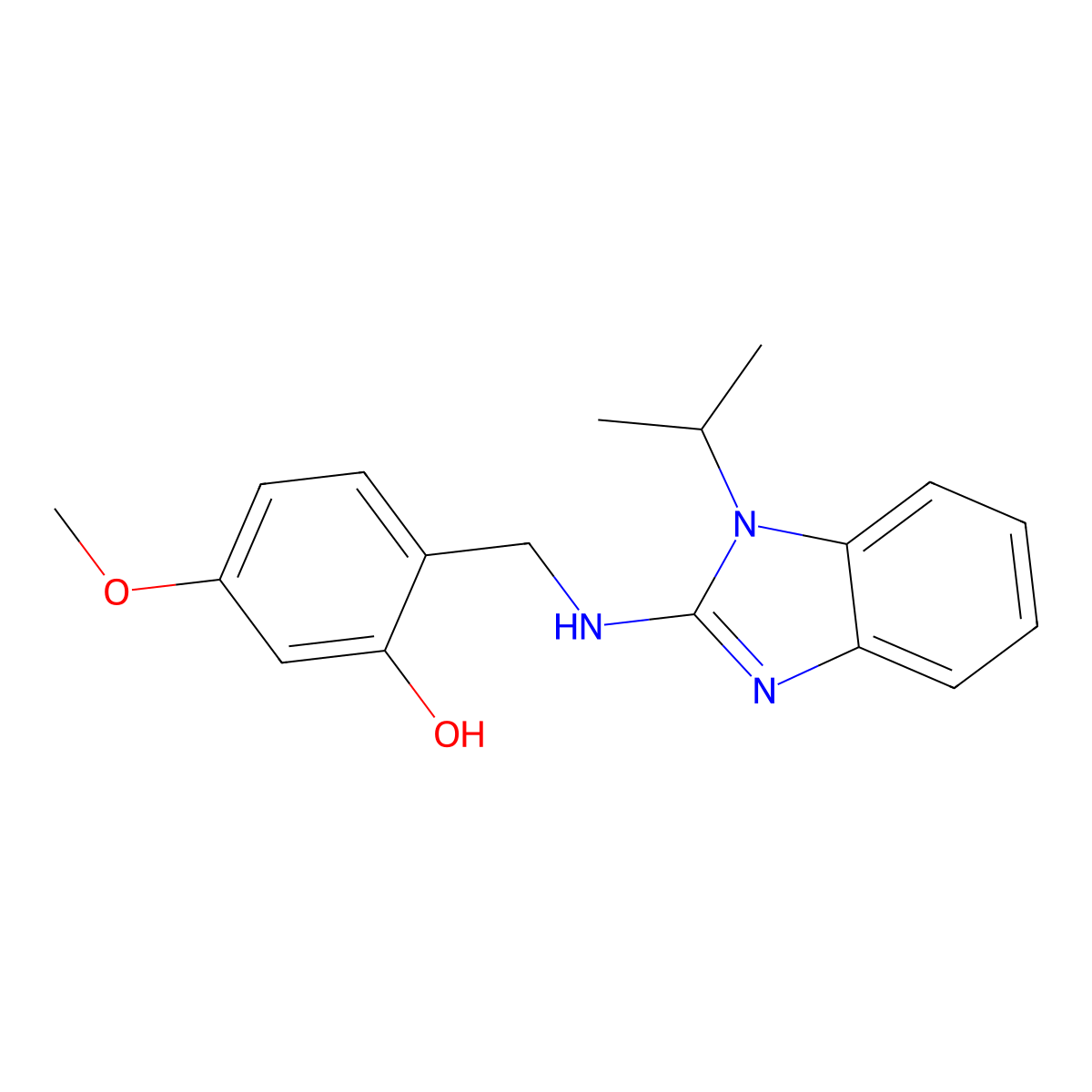 5-Methoxy-2-[[(1-propan-2-ylbenzimidazol-2-yl)amino]methyl]phenol molecular structure, CAS 692267-91-7
