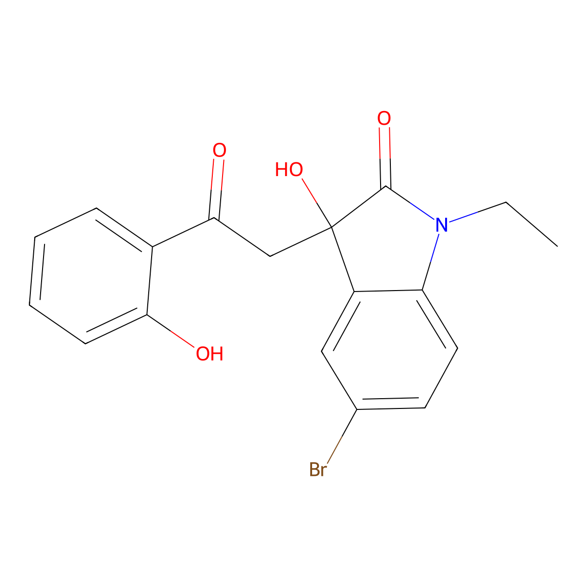 5-bromo-1-ethyl-3-hydroxy-3-[2-(2-hydroxyphenyl)-2-oxoethyl]-1,3-dihydro-2H-indol-2-one molecular structure, CAS 692268-16-9