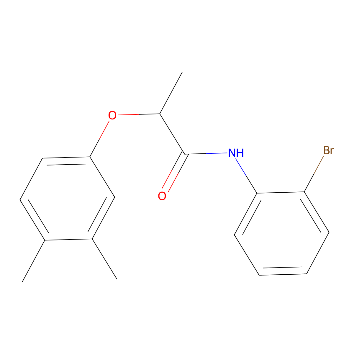 N-(2-bromophenyl)-2-(3,4-dimethylphenoxy)propanamide molecular structure, CAS 692268-73-8