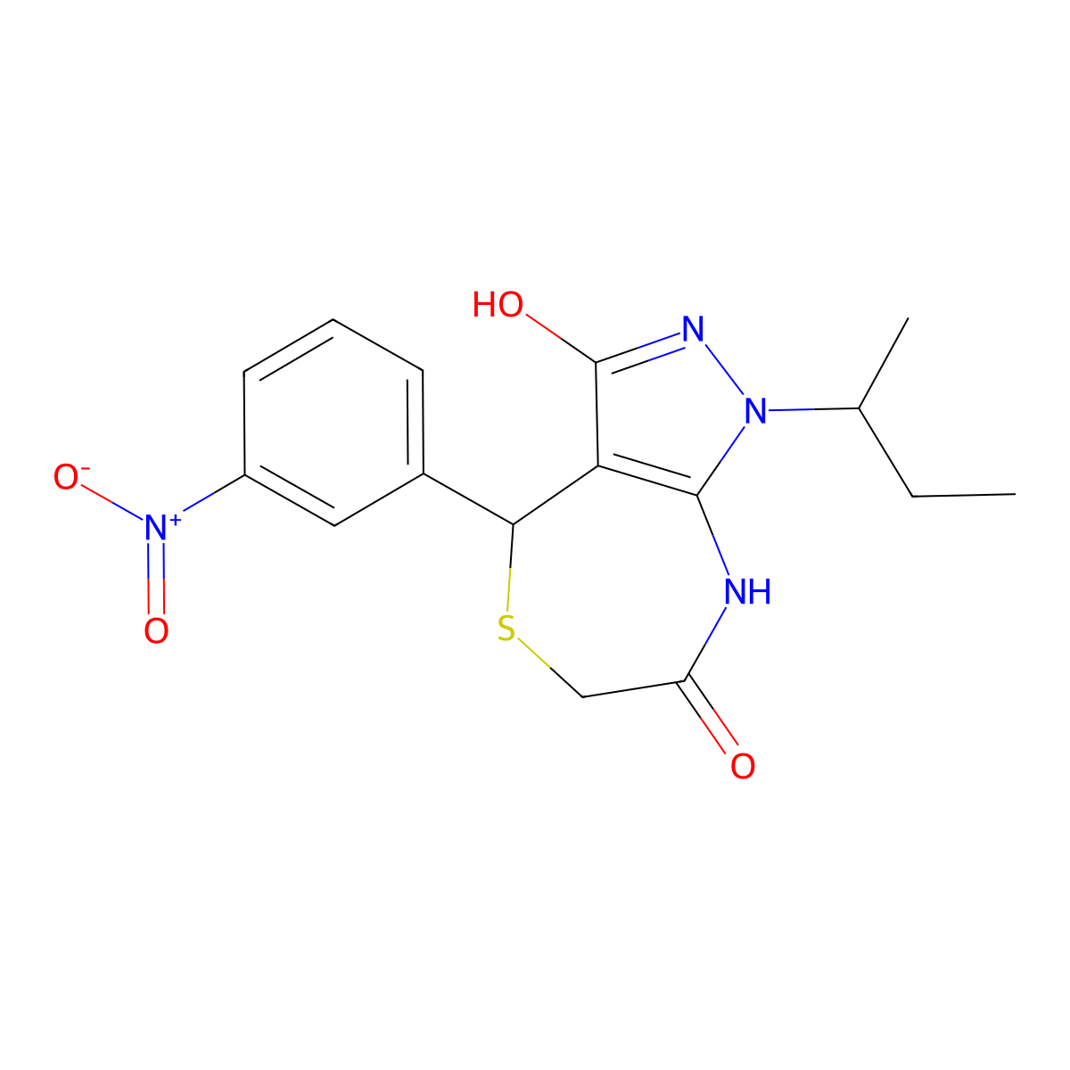 1-butan-2-yl-4-(3-nitrophenyl)-4,8-dihydro-2H-pyrazolo[3,4-e][1,4]thiazepine-3,7-dione molecular structure, CAS 692269-17-3