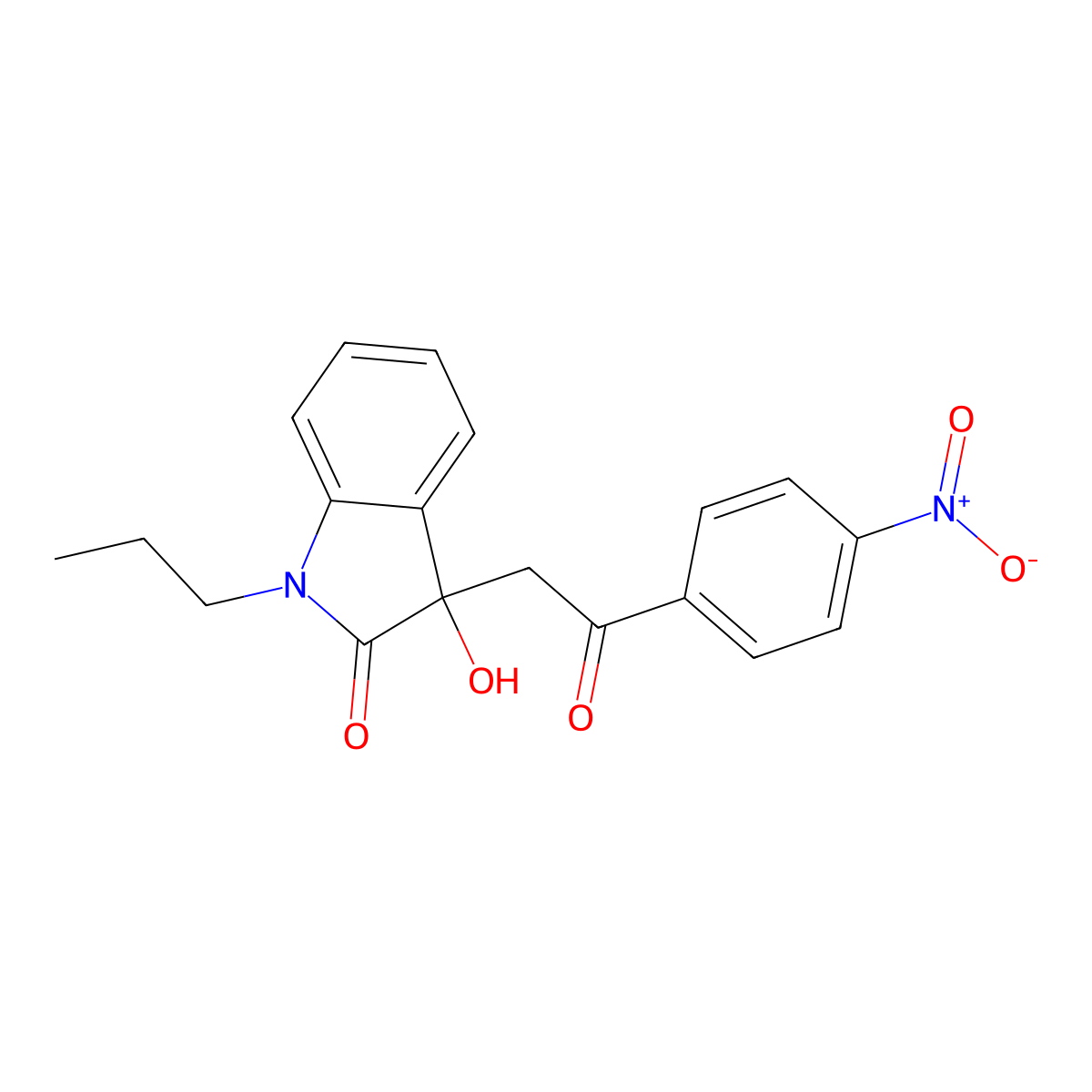 3-Hydroxy-3-[2-(4-nitrophenyl)-2-oxoethyl]-1-propylindol-2-one molecular structure, CAS 692269-23-1