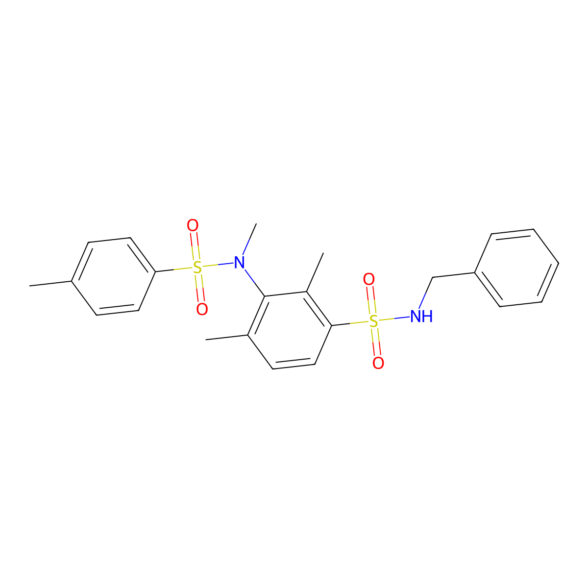N-benzyl-2,4-dimethyl-3-[methyl-(4-methylphenyl)sulfonylamino]benzenesulfonamide molecular structure, CAS 692269-31-1