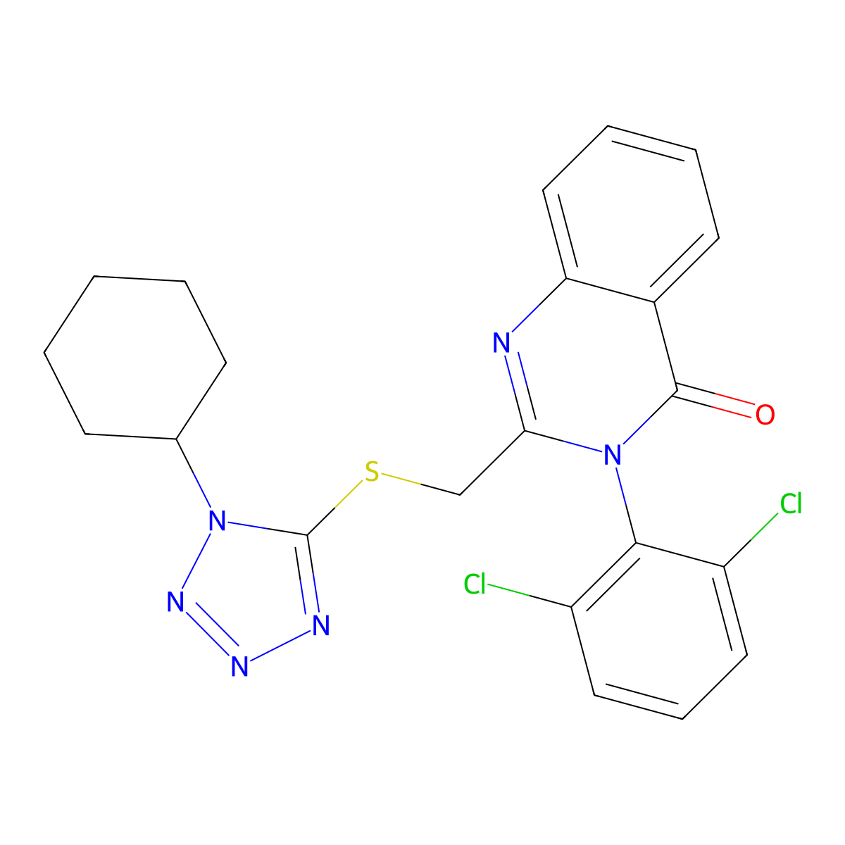 2-[(1-Cyclohexyltetrazol-5-yl)sulfanylmethyl]-3-(2,6-dichlorophenyl)quinazolin-4-one molecular structure, CAS 692269-33-3