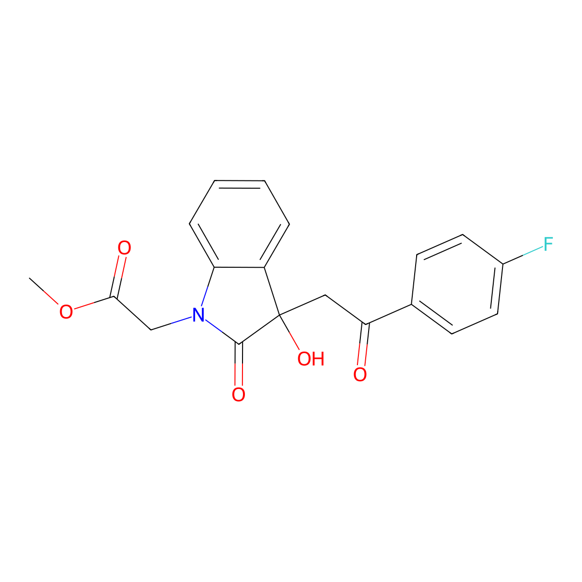 methyl {3-[2-(4-fluorophenyl)-2-oxoethyl]-3-hydroxy-2-oxo-2,3-dihydro-1H-indol-1-yl}acetate molecular structure, CAS 692269-49-1