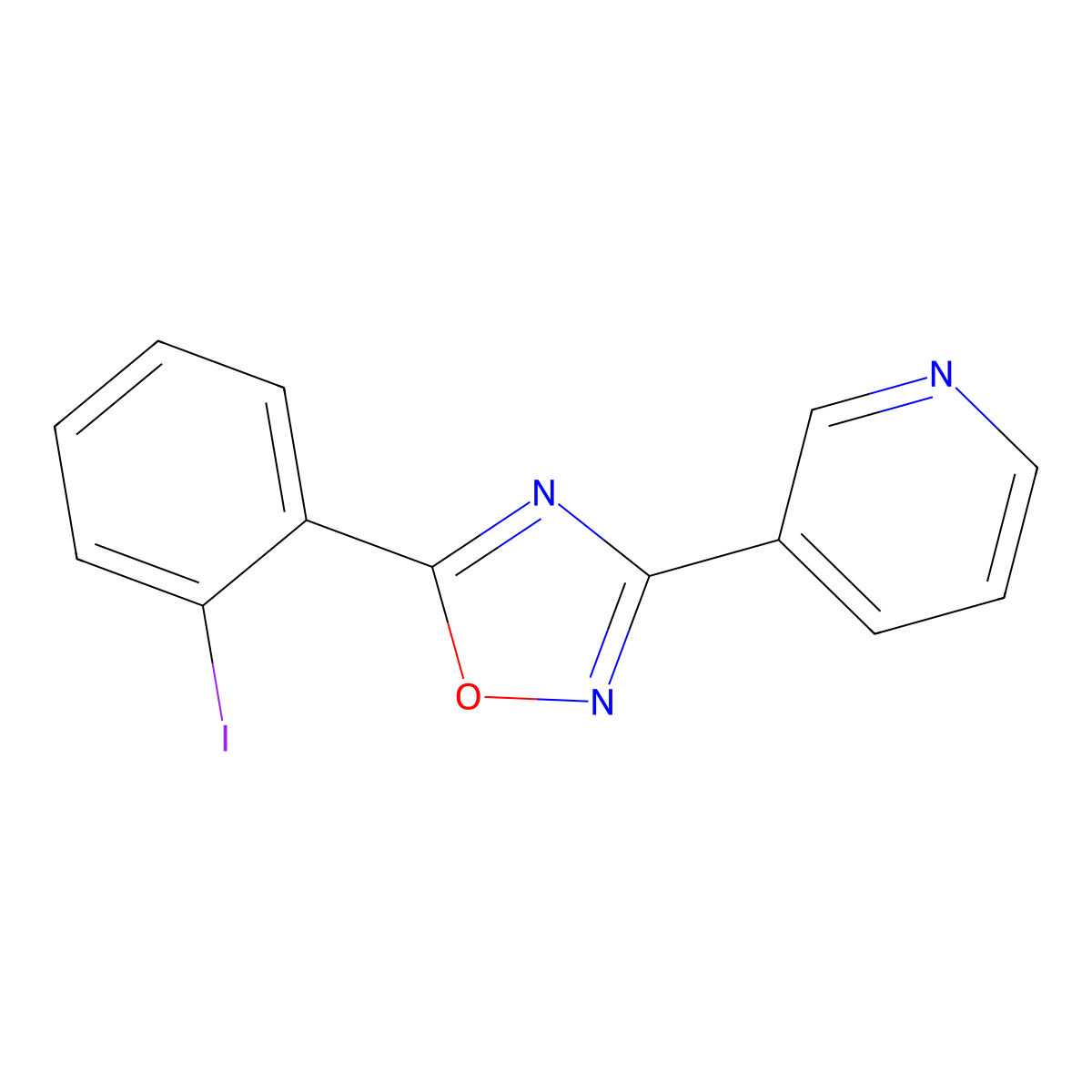 5-(2-Iodophenyl)-3-pyridin-3-yl-1,2,4-oxadiazole molecular structure, CAS 692269-59-3