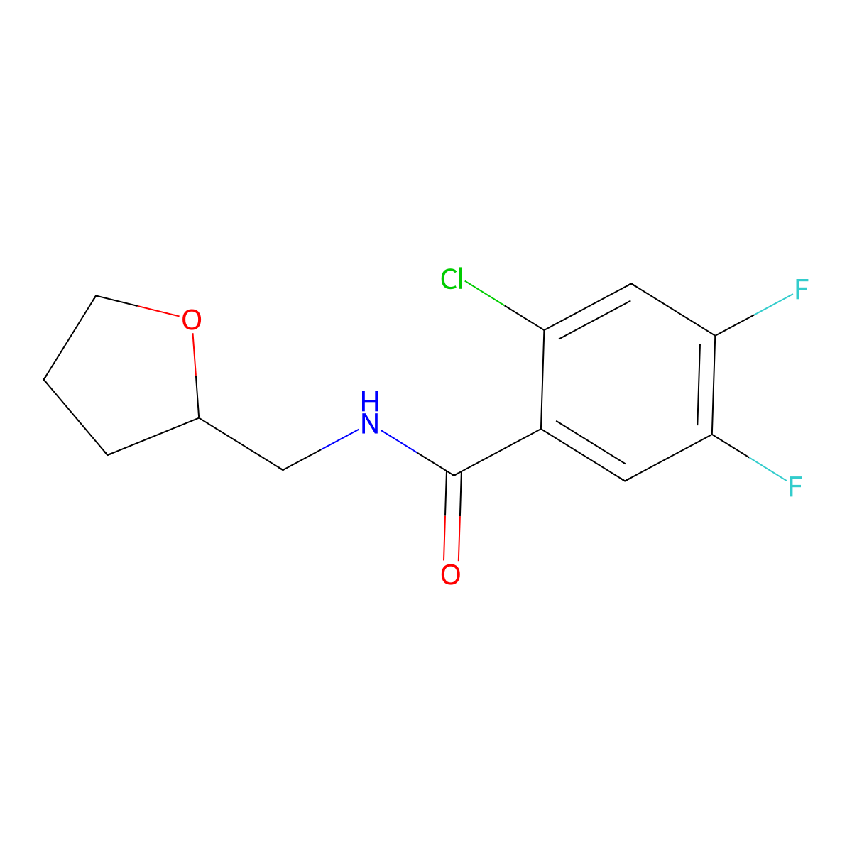 2-chloro-4,5-difluoro-N-[(oxolan-2-yl)methyl]benzamide molecular structure, CAS 692269-75-3