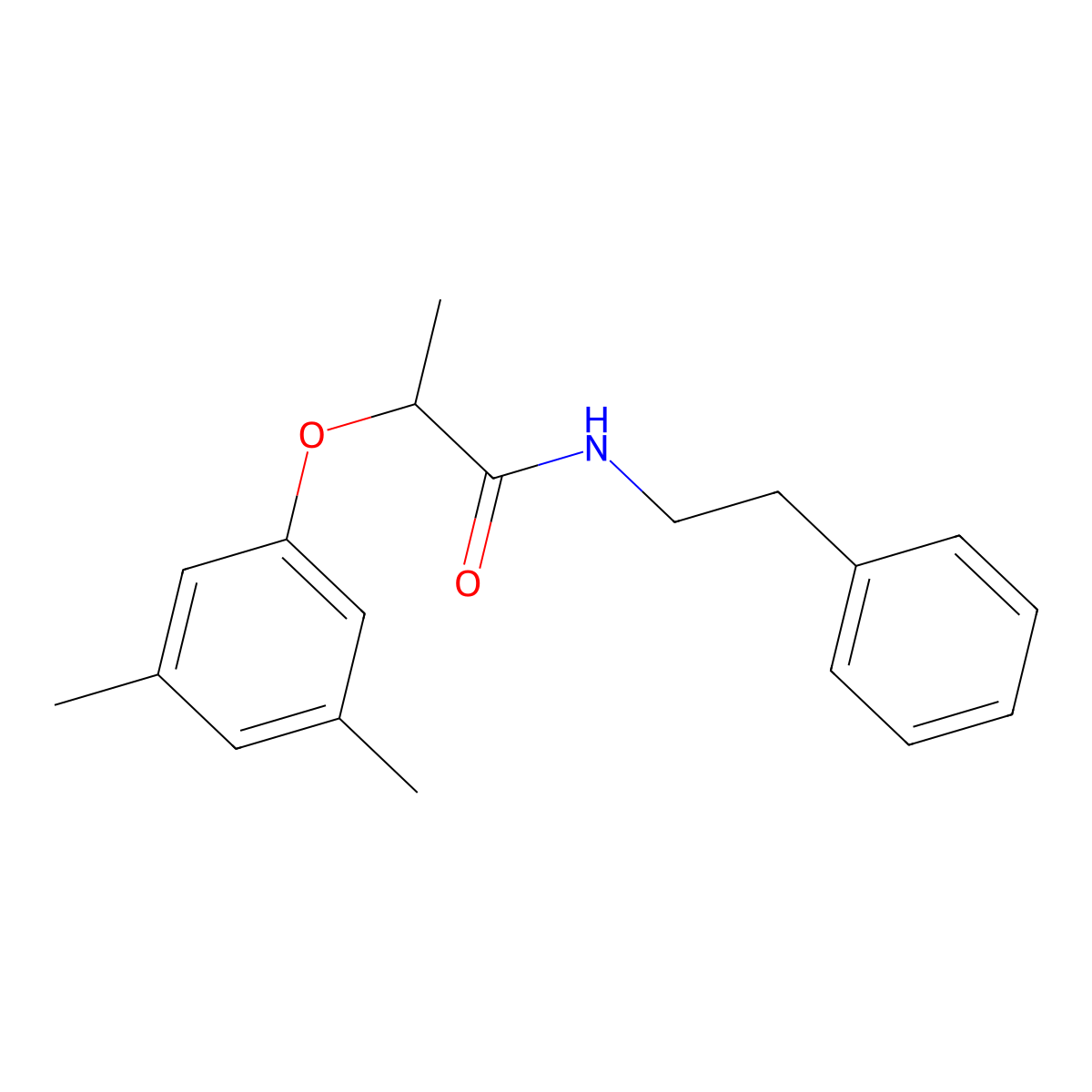 2-(3,5-dimethylphenoxy)-N-(2-phenylethyl)propanamide molecular structure, CAS 692270-12-5