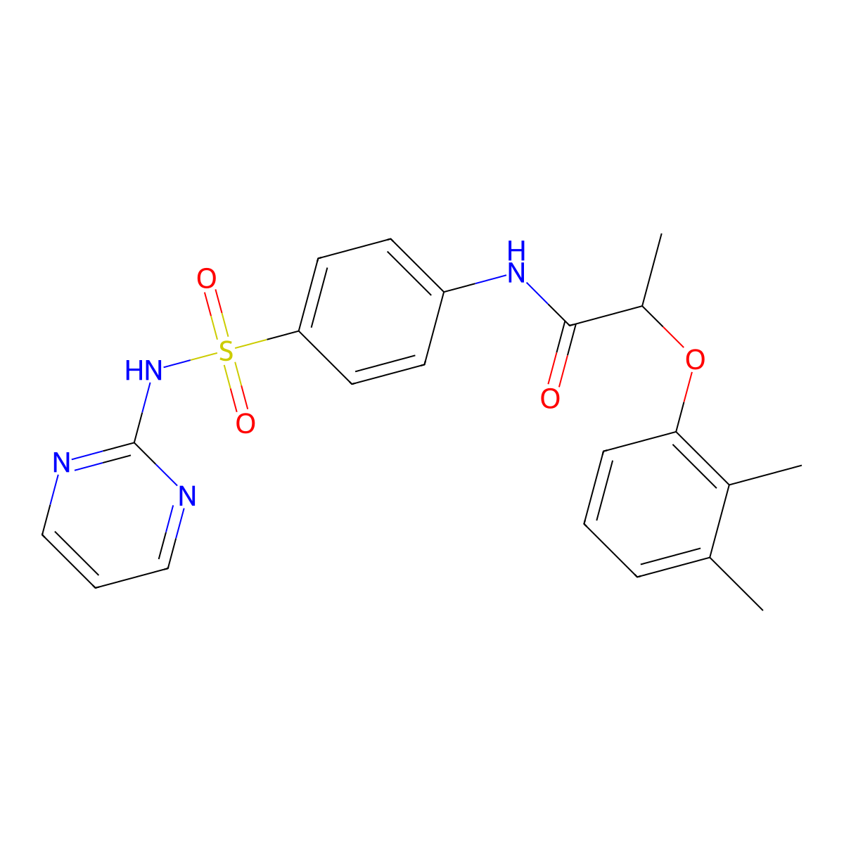 2-(2,3-dimethylphenoxy)-N-[4-(pyrimidin-2-ylsulfamoyl)phenyl]propanamide molecular structure, CAS 692270-40-9