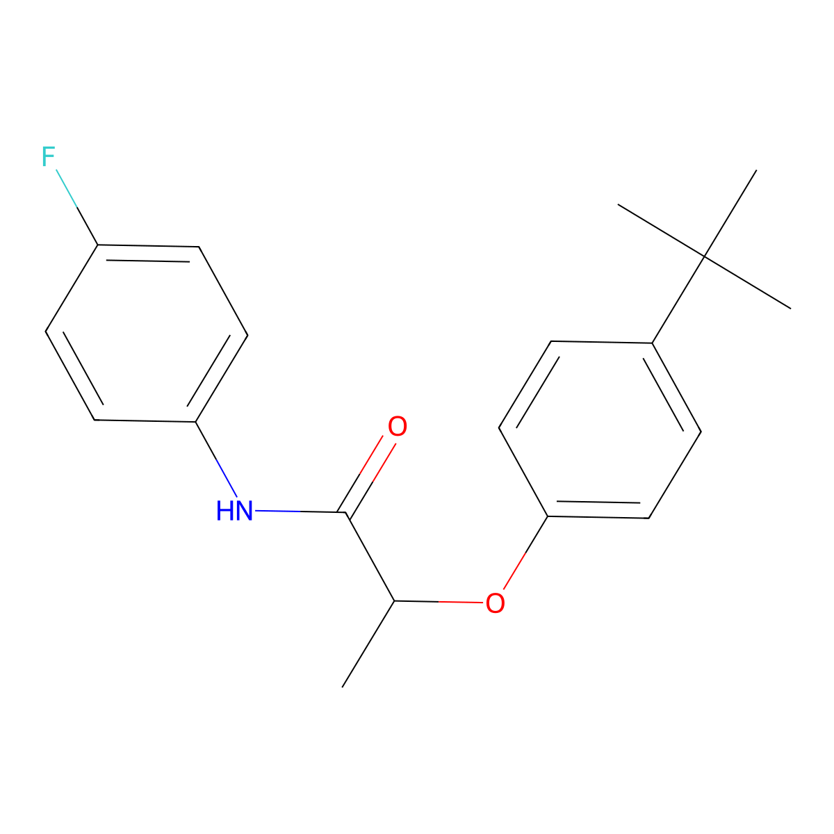 2-(4-tert-butylphenoxy)-N-(4-fluorophenyl)propanamide molecular structure, CAS 692270-86-3