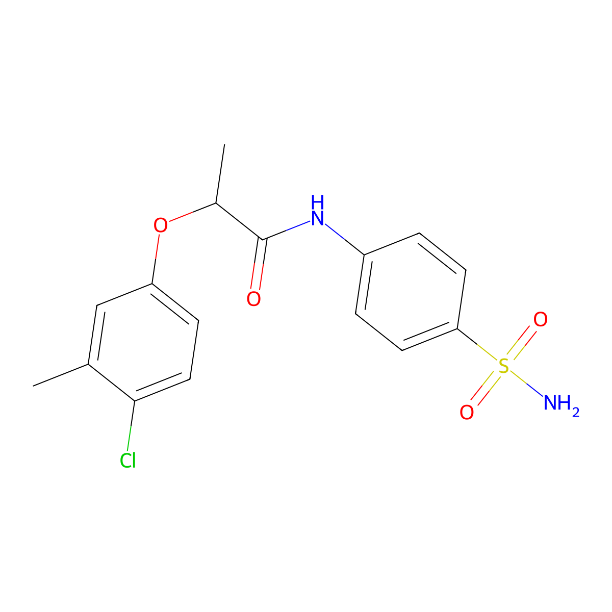 2-(4-chloro-3-methylphenoxy)-N-(4-sulfamoylphenyl)propanamide molecular structure, CAS 692271-13-9