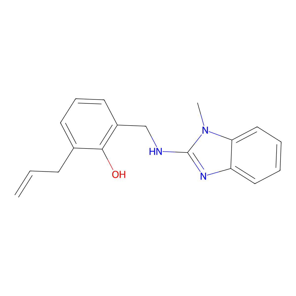 2-[[(1-Methylbenzimidazol-2-yl)amino]methyl]-6-prop-2-enylphenol molecular structure, CAS 692271-35-5
