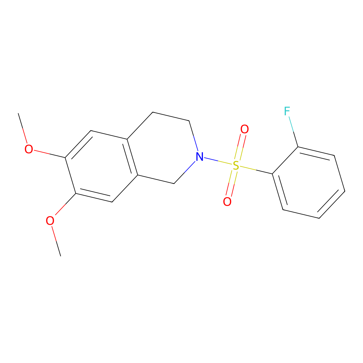 2-(2-fluorophenyl)sulfonyl-6,7-dimethoxy-3,4-dihydro-1H-isoquinoline molecular structure, CAS 692271-47-9