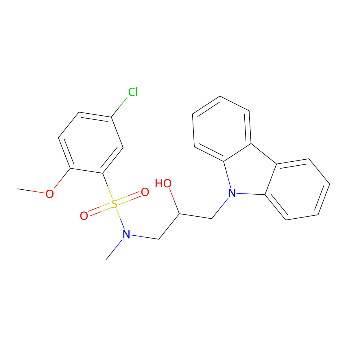 N-(3-carbazol-9-yl-2-hydroxypropyl)-5-chloro-2-methoxy-N-methylbenzenesulfonamide molecular structure, CAS 692271-50-4