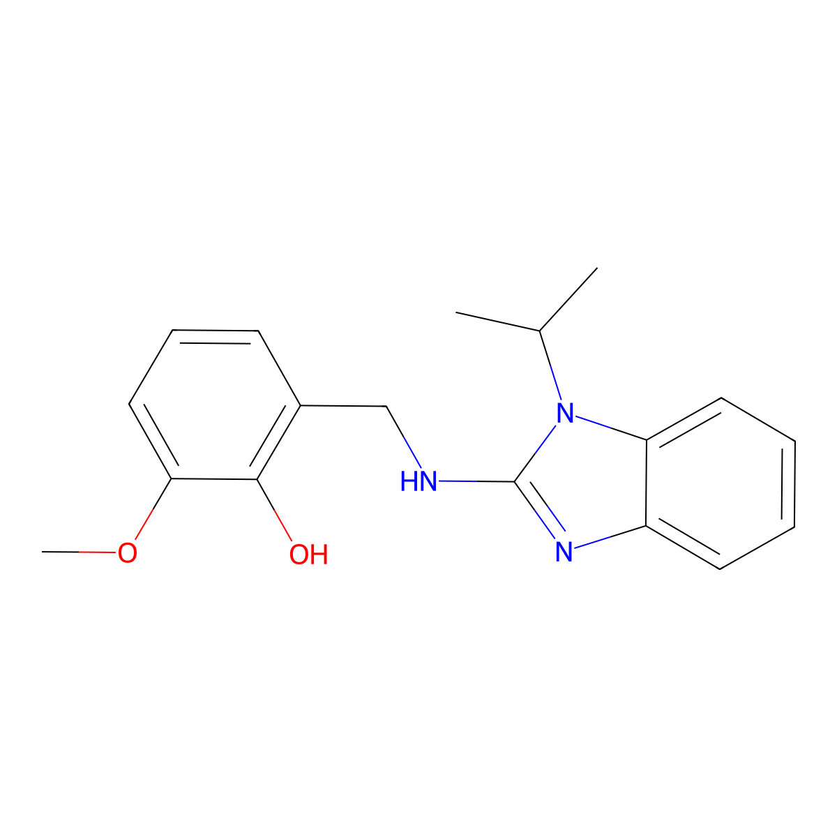 2-Methoxy-6-[[(1-propan-2-ylbenzimidazol-2-yl)amino]methyl]phenol molecular structure, CAS 692271-51-5
