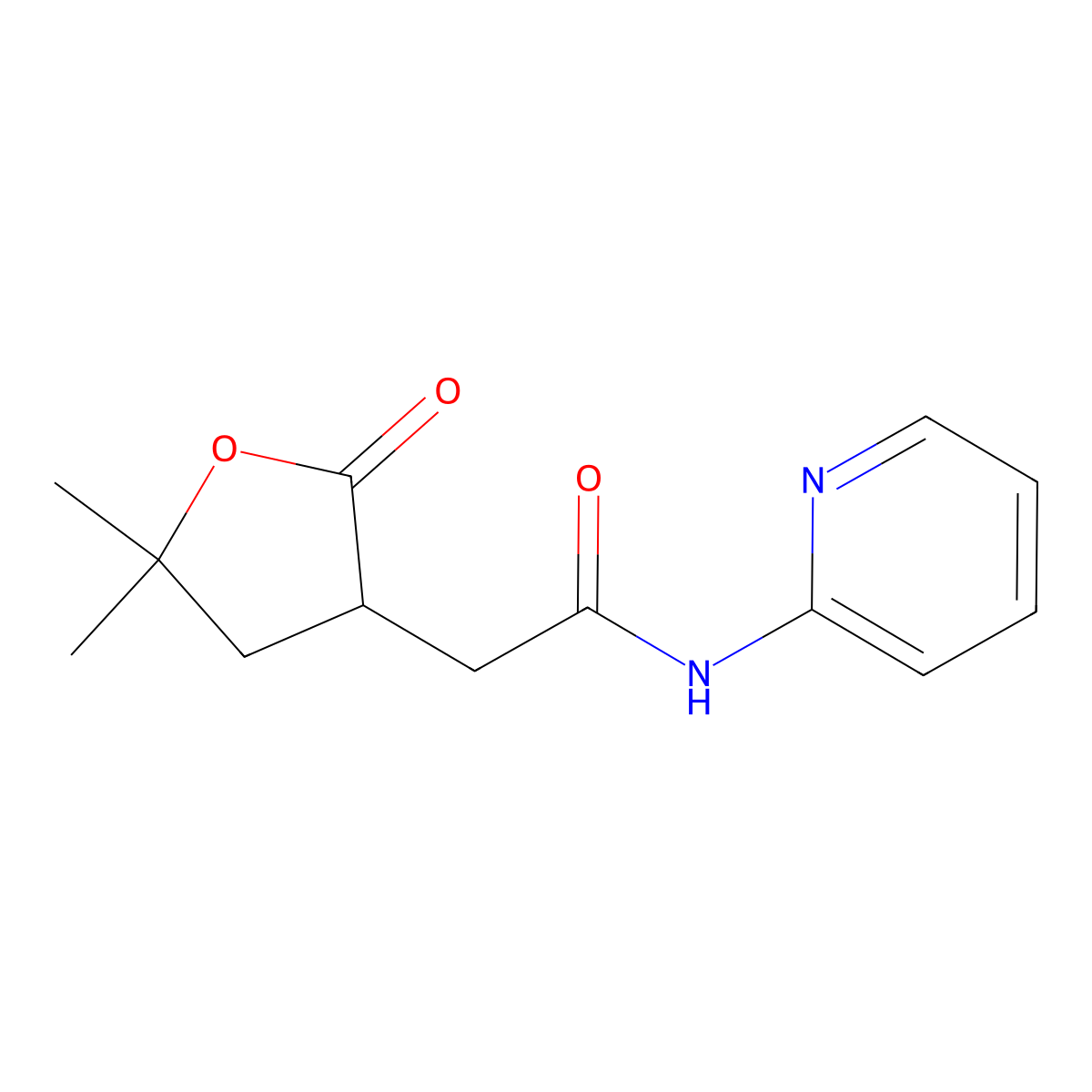 2-(5,5-dimethyl-2-oxooxolan-3-yl)-N-pyridin-2-ylacetamide molecular structure, CAS 692271-90-2