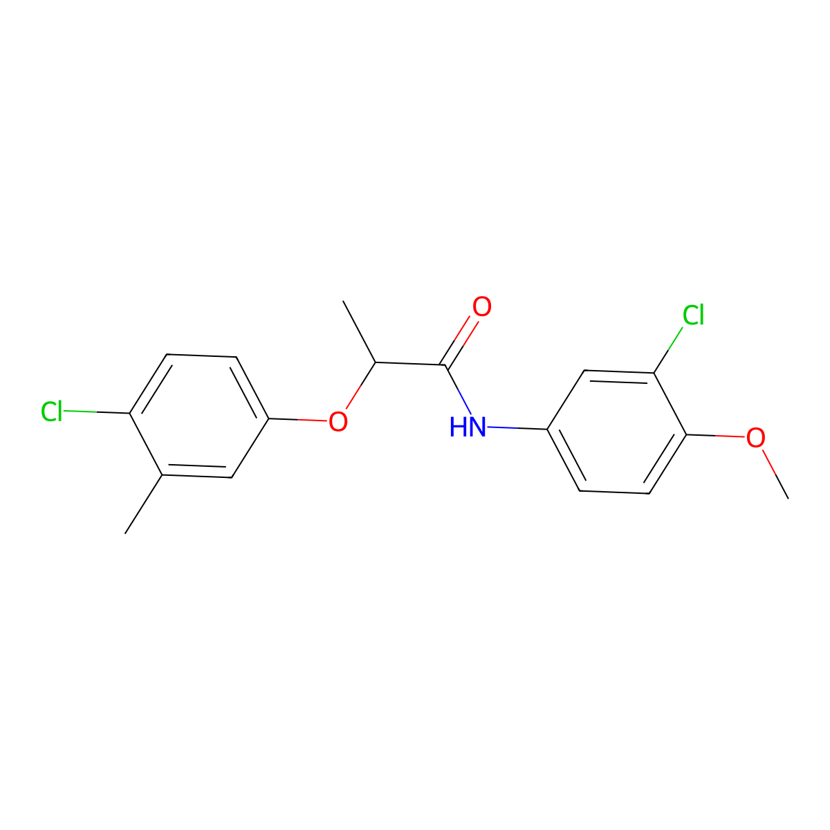 N-(3-chloro-4-methoxyphenyl)-2-(4-chloro-3-methylphenoxy)propanamide molecular structure, CAS 692271-97-9