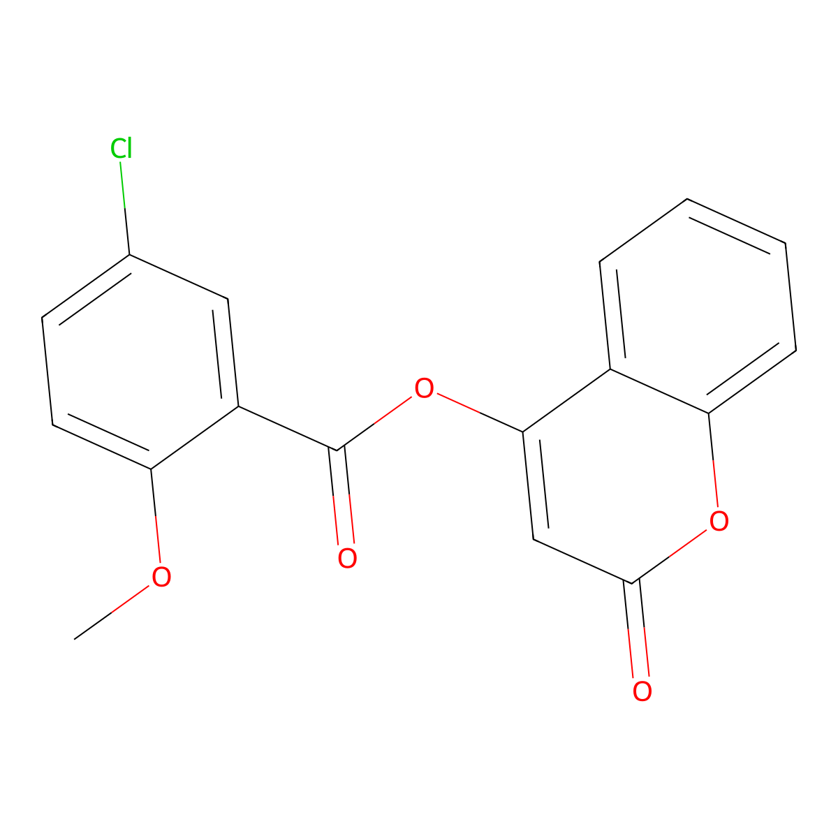 (2-Oxochromen-4-yl) 5-chloro-2-methoxybenzoate molecular structure, CAS 692272-09-6