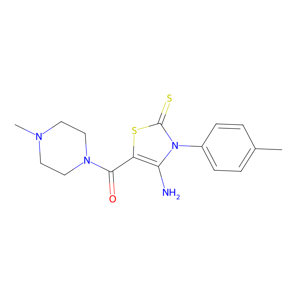 [4-Amino-3-(4-methylphenyl)-2-sulfanylidene-1,3-thiazol-5-yl]-(4-methylpiperazin-1-yl)methanone molecular structure, CAS 692272-15-4