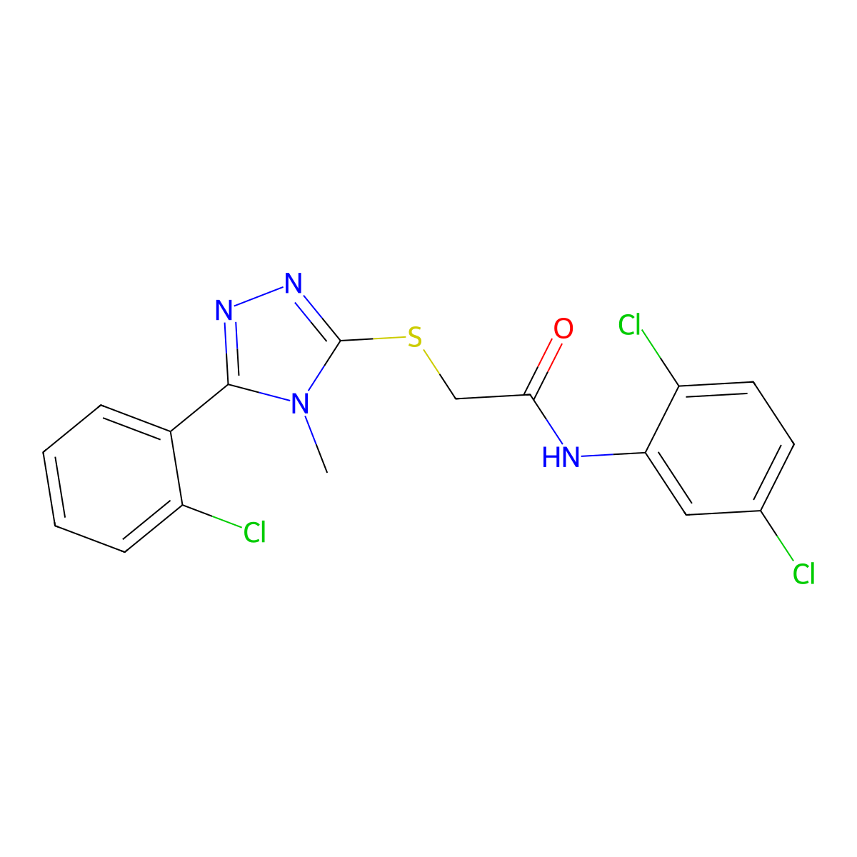 2-[[5-(2-chlorophenyl)-4-methyl-1,2,4-triazol-3-yl]sulfanyl]-N-(2,5-dichlorophenyl)acetamide molecular structure, CAS 692272-66-5