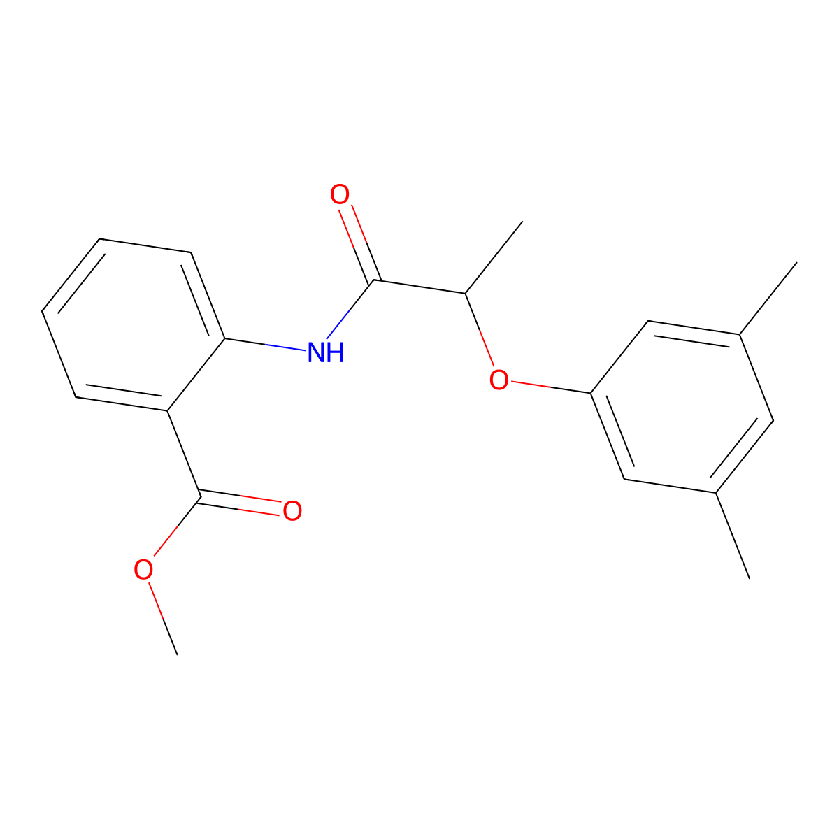 Methyl 2-[2-(3,5-dimethylphenoxy)propanoylamino]benzoate molecular structure, CAS 692272-89-2