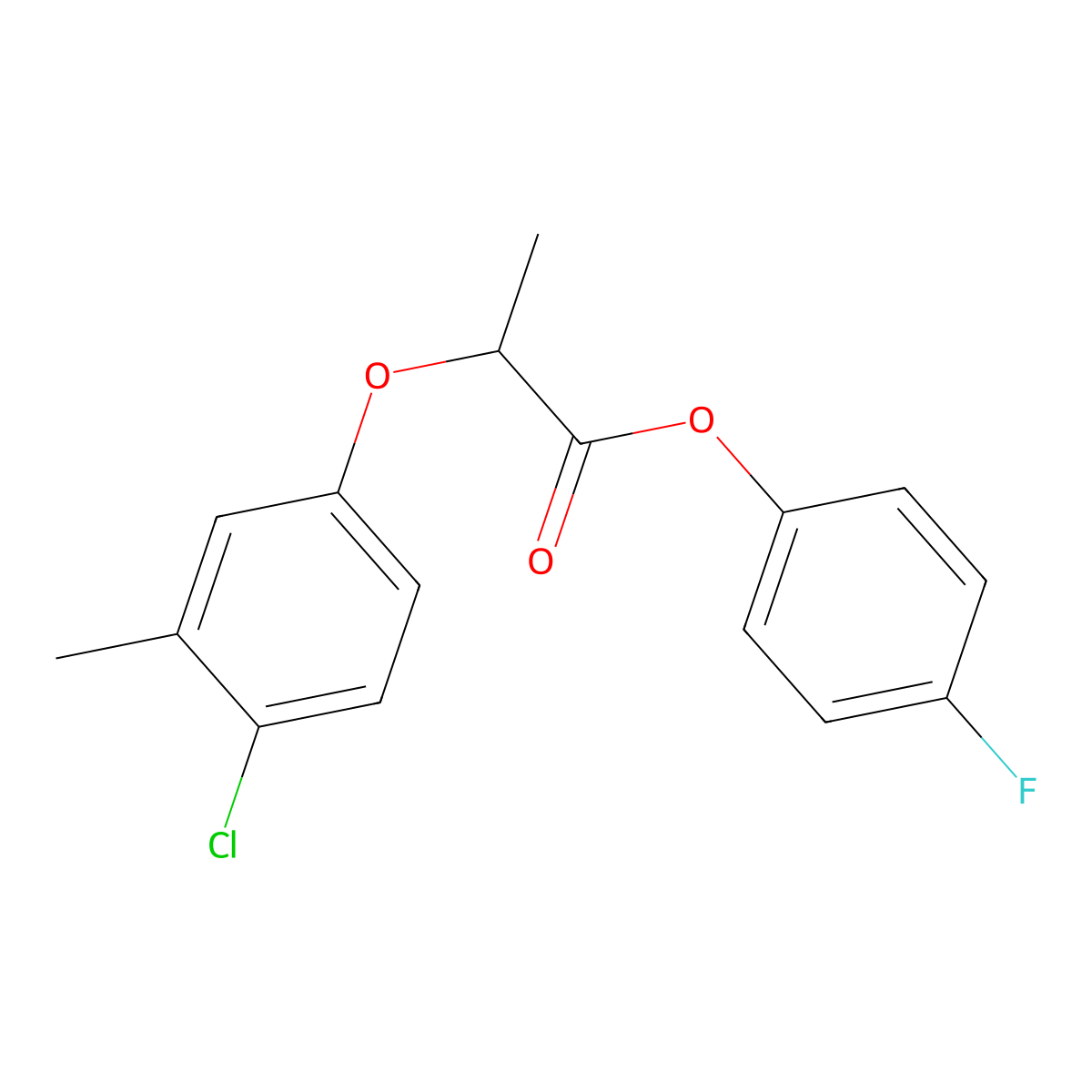4-Fluorophenyl 2-(4-chloro-3-methylphenoxy)propanoate molecular structure, CAS 692272-99-4