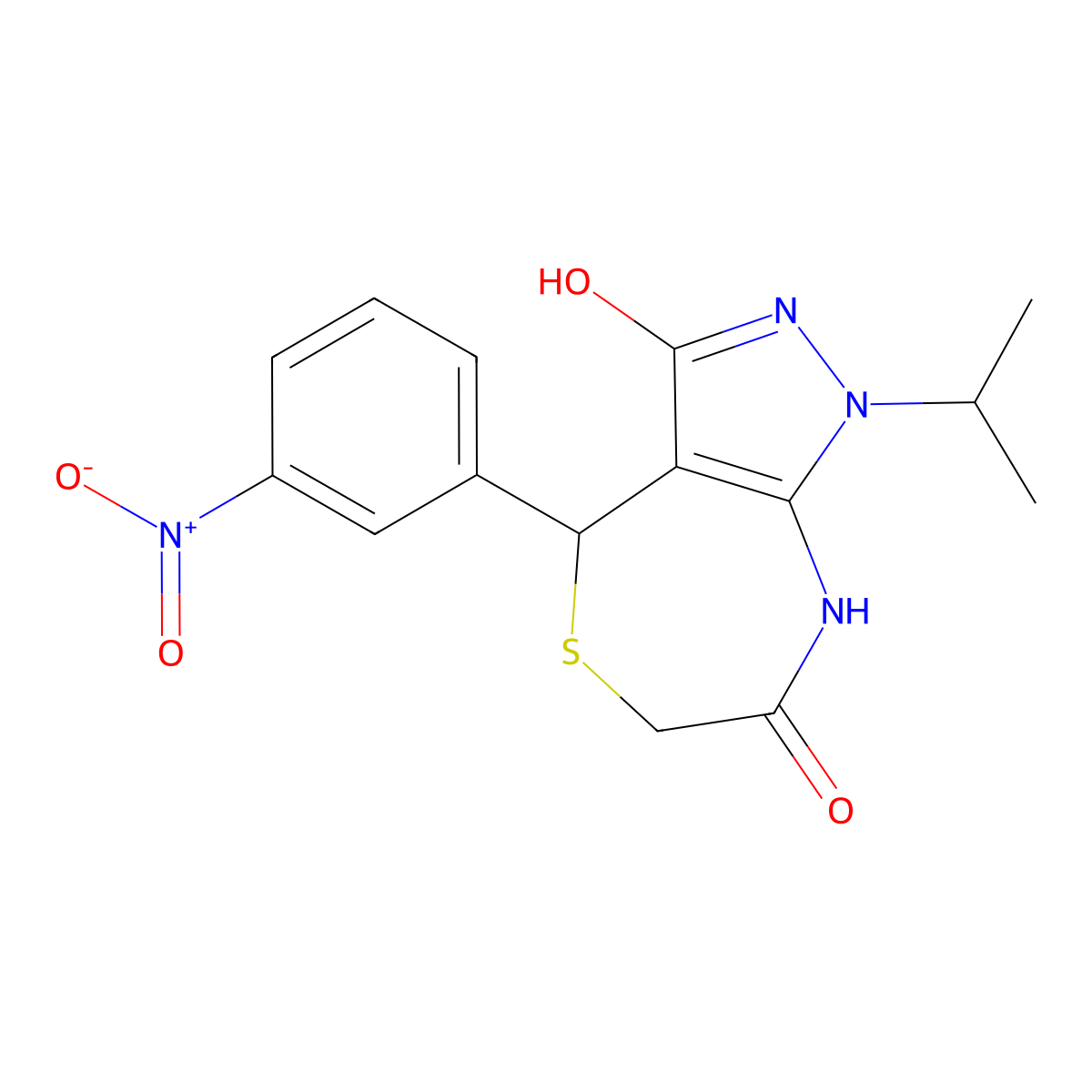 4-(3-nitrophenyl)-1-propan-2-yl-4,8-dihydro-2H-pyrazolo[3,4-e][1,4]thiazepine-3,7-dione molecular structure, CAS 692273-01-1