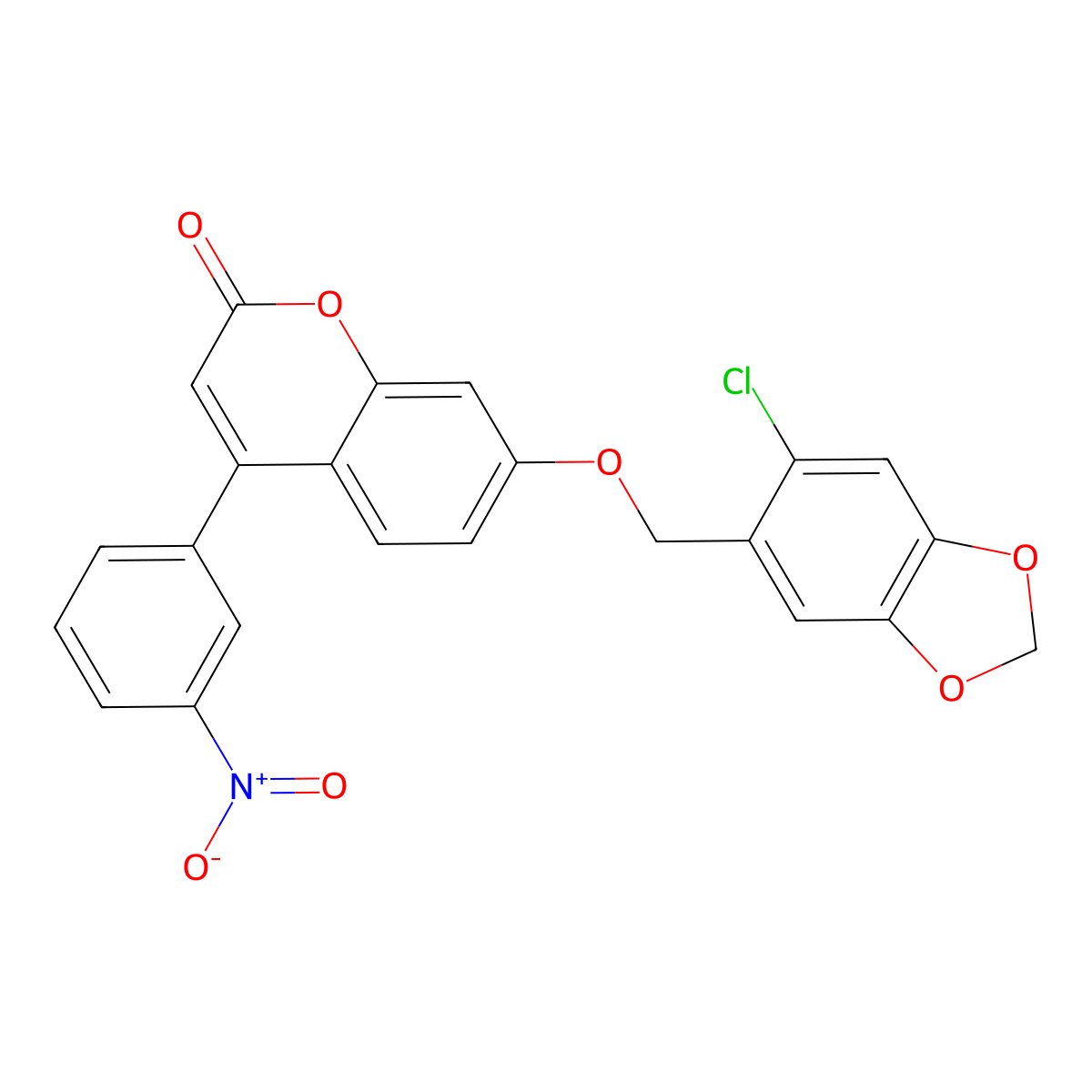 7-[(6-Chloro-1,3-benzodioxol-5-yl)methoxy]-4-(3-nitrophenyl)chromen-2-one molecular structure, CAS 692273-31-7
