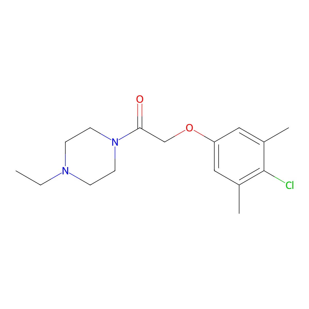 2-(4-Chloro-3,5-dimethylphenoxy)-1-(4-ethylpiperazin-1-yl)ethanone molecular structure, CAS 692273-32-8