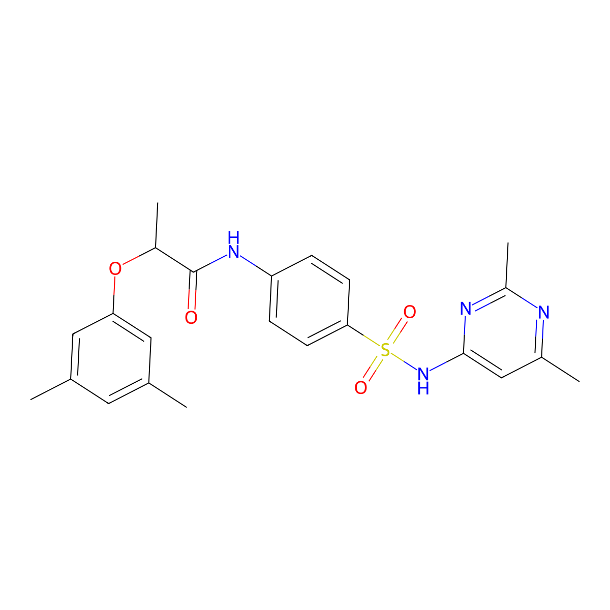 2-(3,5-dimethylphenoxy)-N-{4-[(2,6-dimethylpyrimidin-4-yl)sulfamoyl]phenyl}propanamide molecular structure, CAS 692273-45-3