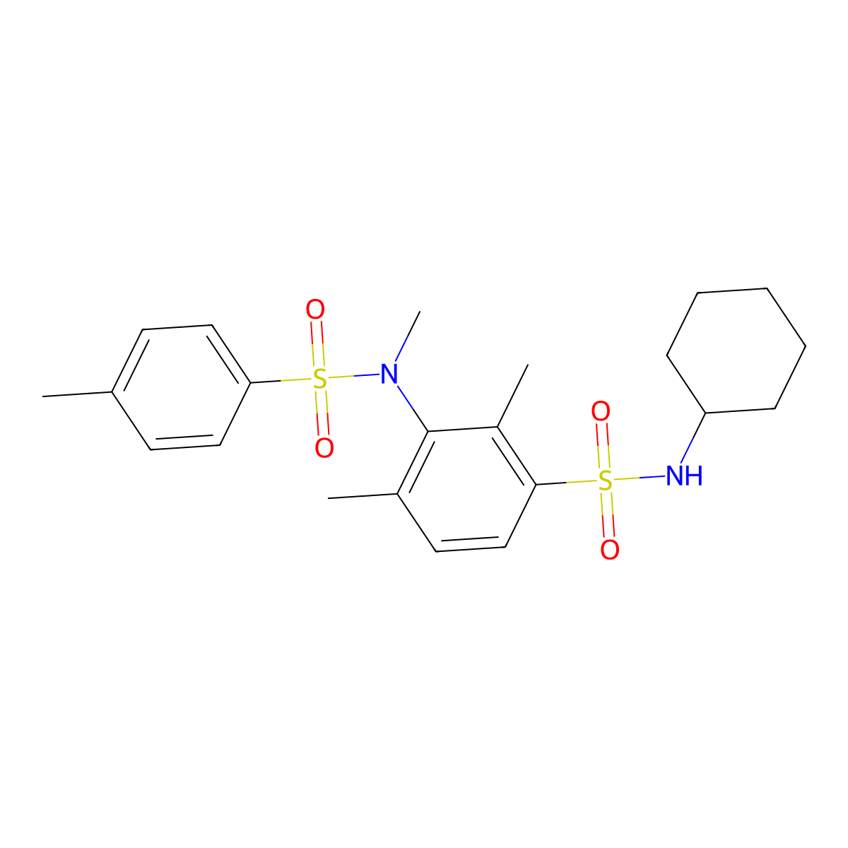 N-cyclohexyl-2,4-dimethyl-3-{methyl[(4-methylphenyl)sulfonyl]amino}benzenesulfonamide molecular structure, CAS 692273-46-4