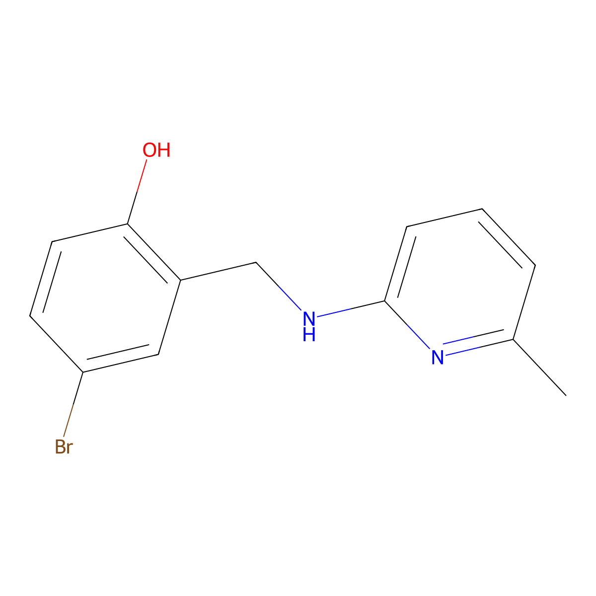 4-Bromo-2-[[(6-methylpyridin-2-yl)amino]methyl]phenol molecular structure, CAS 692273-49-7