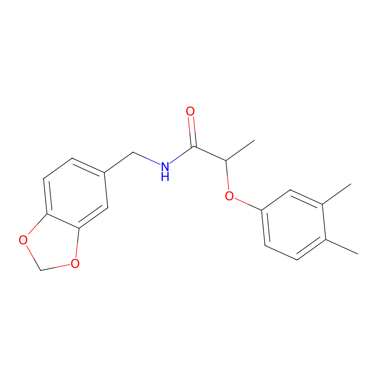 N-(1,3-benzodioxol-5-ylmethyl)-2-(3,4-dimethylphenoxy)propanamide molecular structure, CAS 692273-51-1