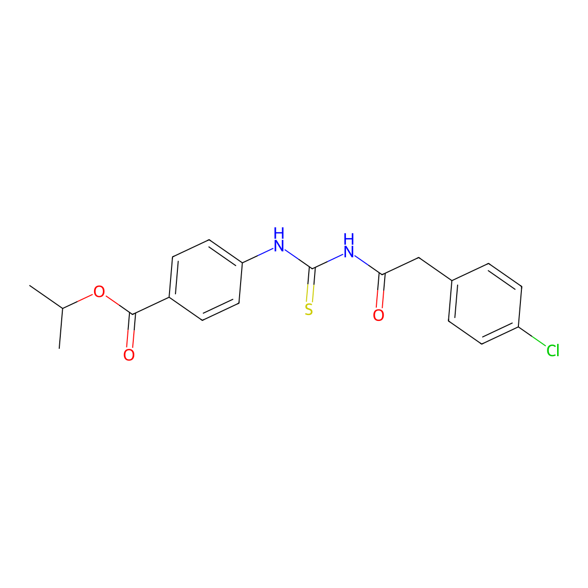 Propan-2-yl 4-({[(4-chlorophenyl)acetyl]carbamothioyl}amino)benzoate molecular structure, CAS 692273-60-2
