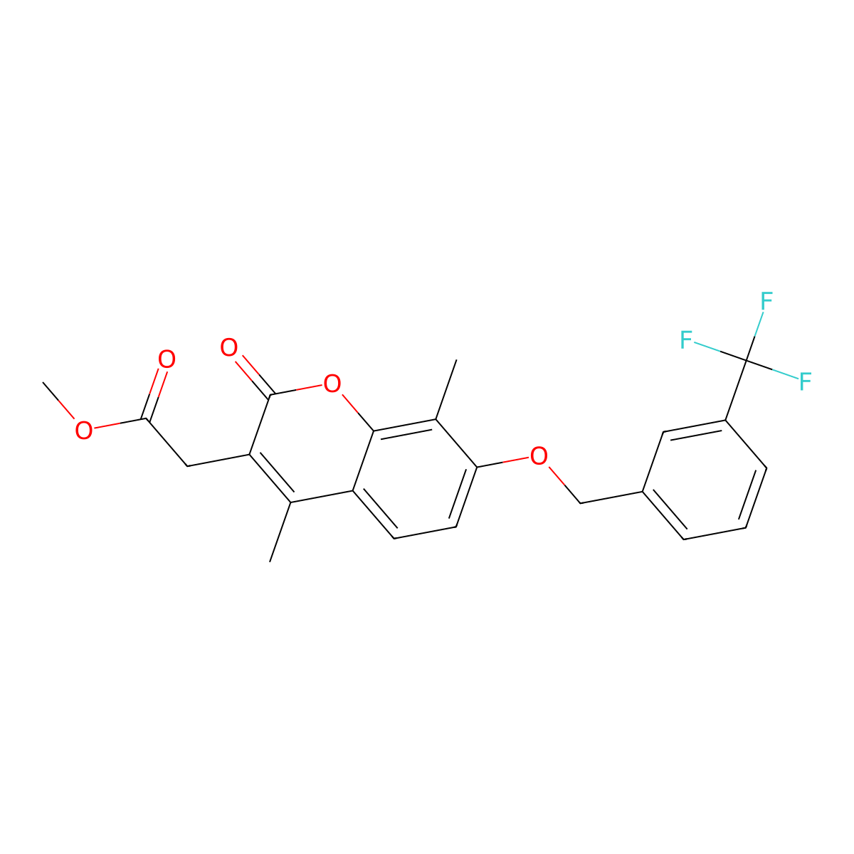 methyl (4,8-dimethyl-2-oxo-7-{[3-(trifluoromethyl)benzyl]oxy}-2H-chromen-3-yl)acetate molecular structure, CAS 692273-69-1