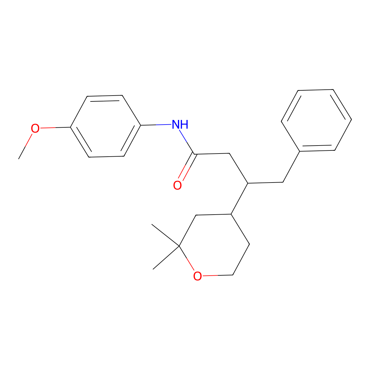 3-(2,2-dimethyltetrahydro-2H-pyran-4-yl)-N-(4-methoxyphenyl)-4-phenylbutanamide molecular structure, CAS 692273-87-3