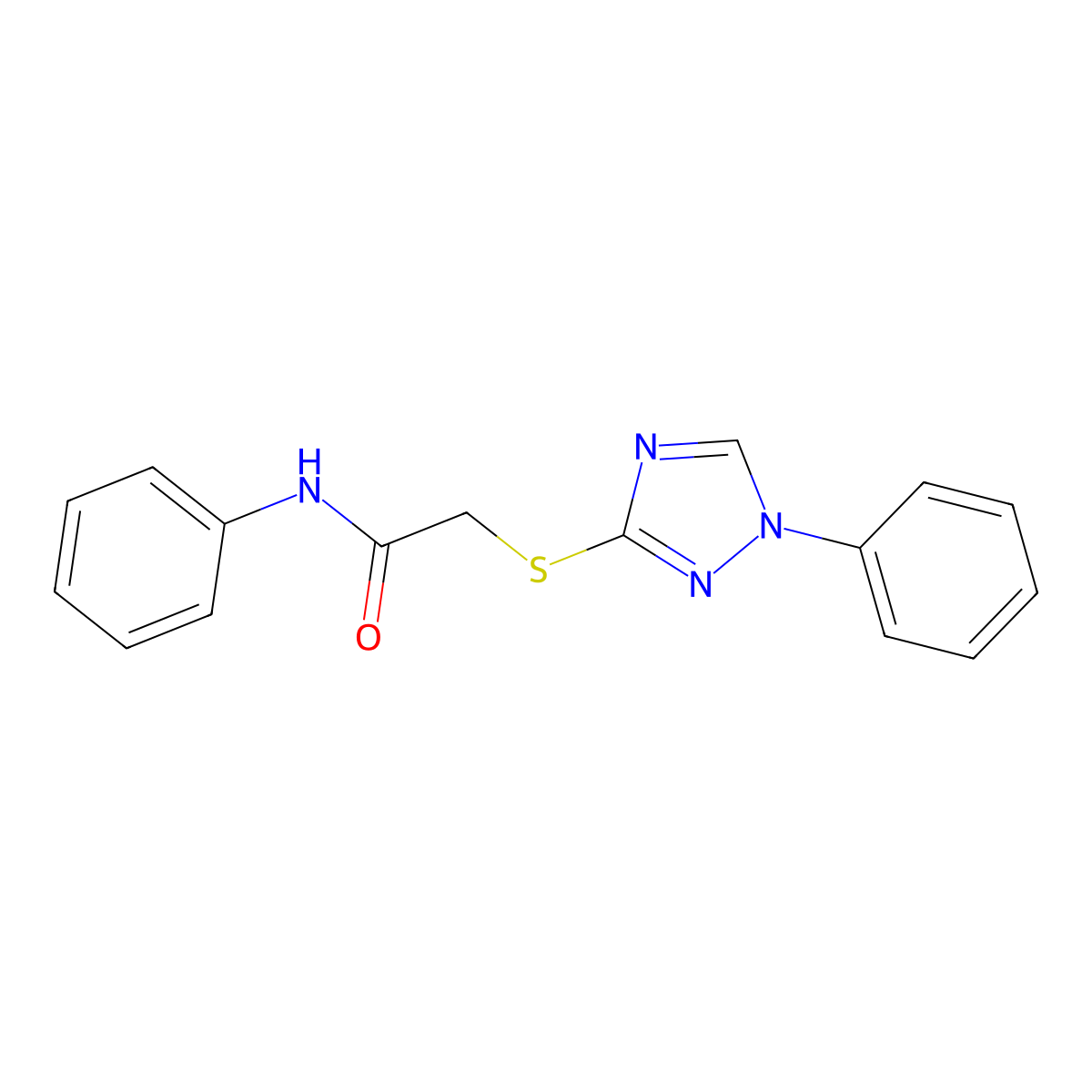 N-phenyl-2-[(1-phenyl-1,2,4-triazol-3-yl)sulfanyl]acetamide molecular structure, CAS 692273-91-9