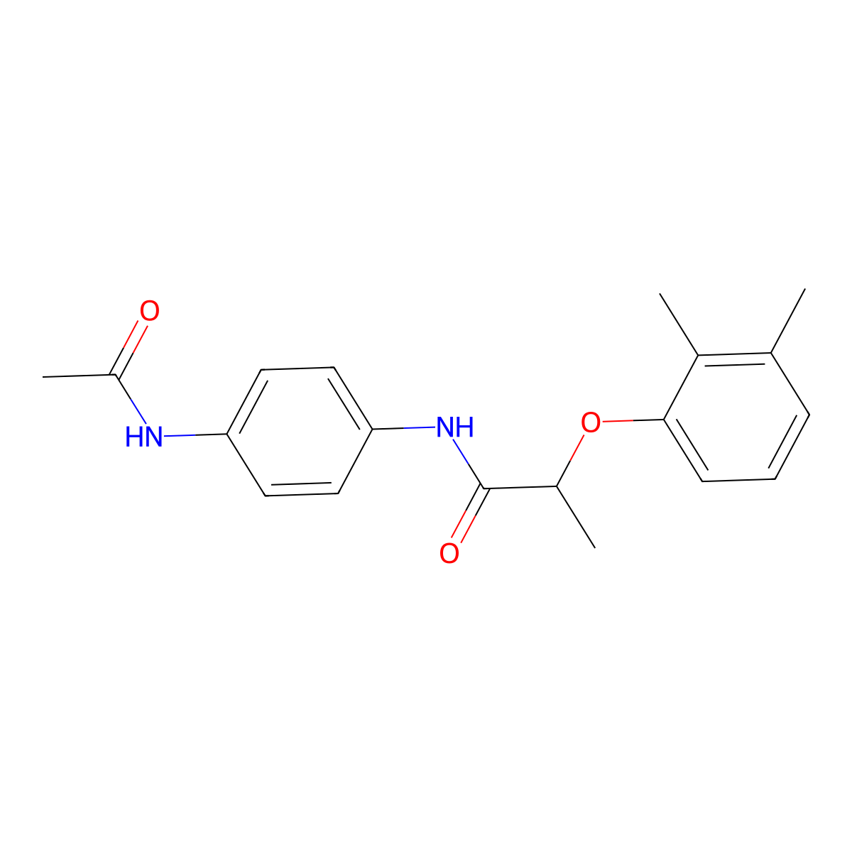 N-(4-acetamidophenyl)-2-(2,3-dimethylphenoxy)propanamide molecular structure, CAS 692274-20-7