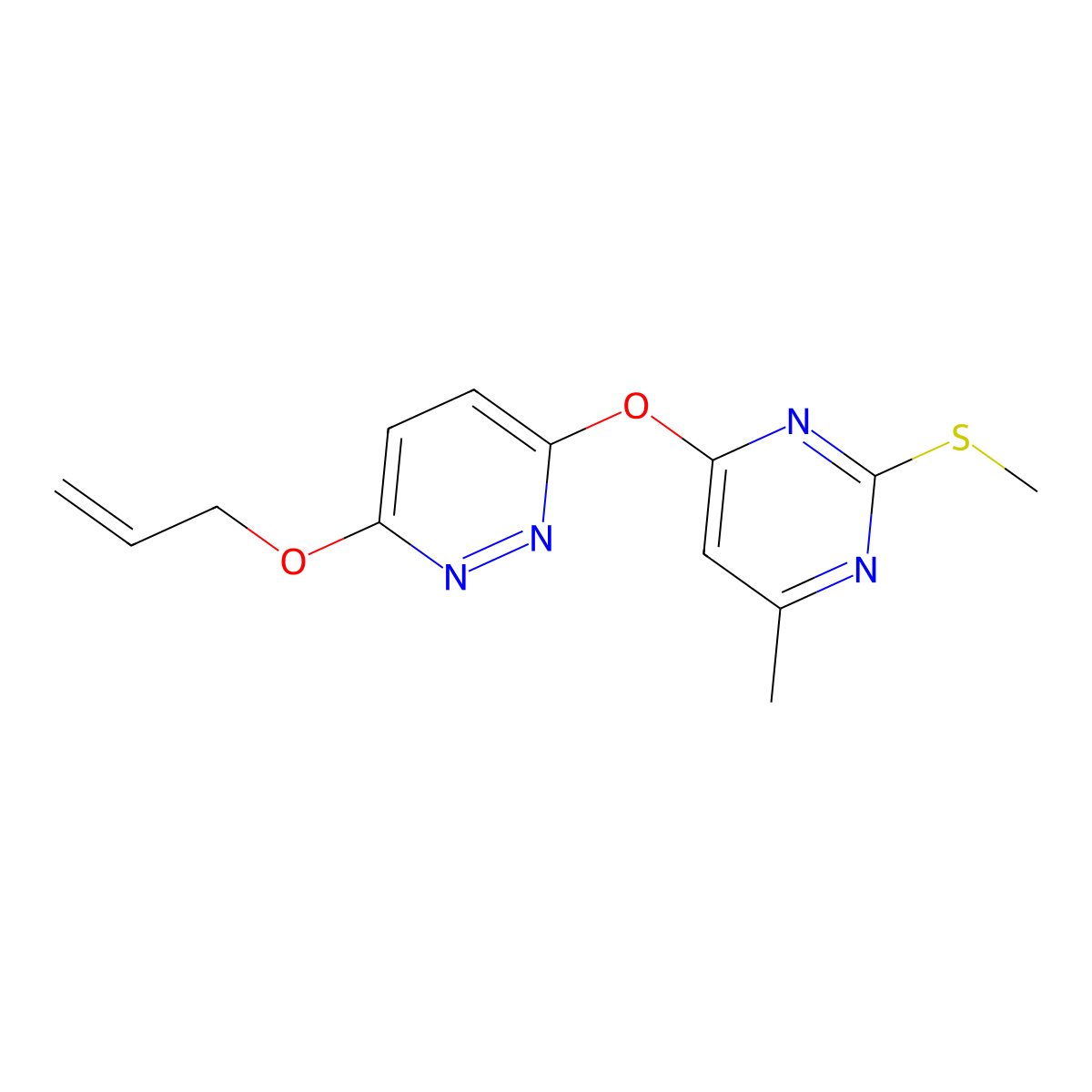 3-Allyloxy-6-(6-methyl-2-methylsulfanyl-pyrimidin-4-yloxy)-pyridazine molecular structure, CAS 692274-29-6