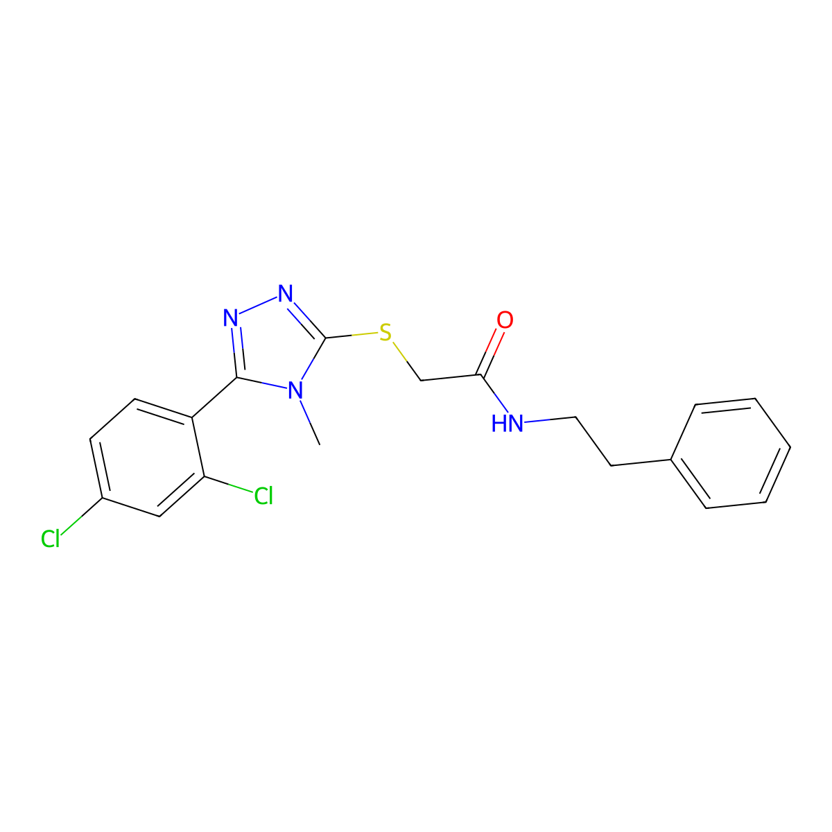 2-{[5-(2,4-dichlorophenyl)-4-methyl-4H-1,2,4-triazol-3-yl]sulfanyl}-N-(2-phenylethyl)acetamide molecular structure, CAS 692274-56-9
