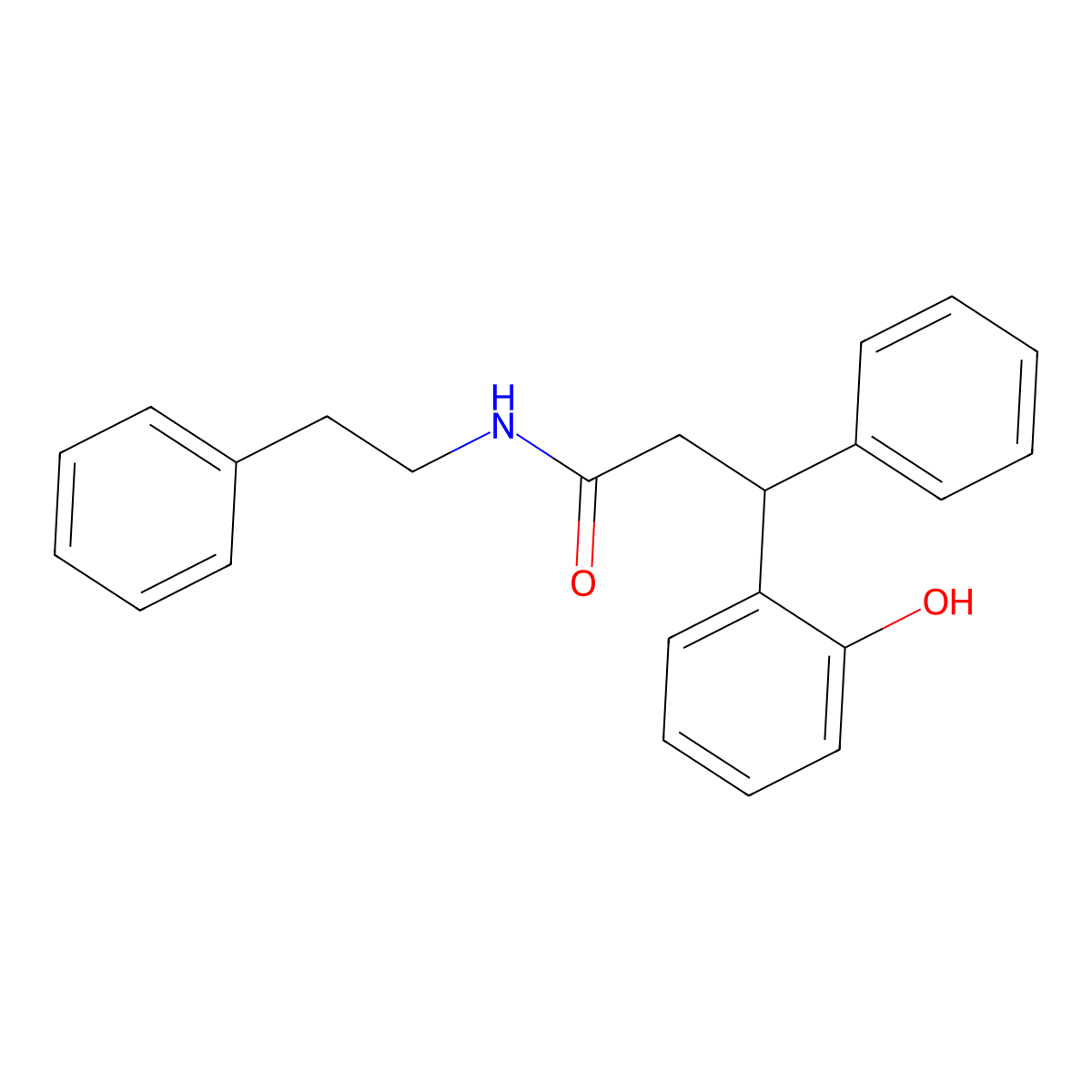 3-(2-hydroxyphenyl)-N-phenethyl-3-phenylpropanamide molecular structure, CAS 692274-62-7