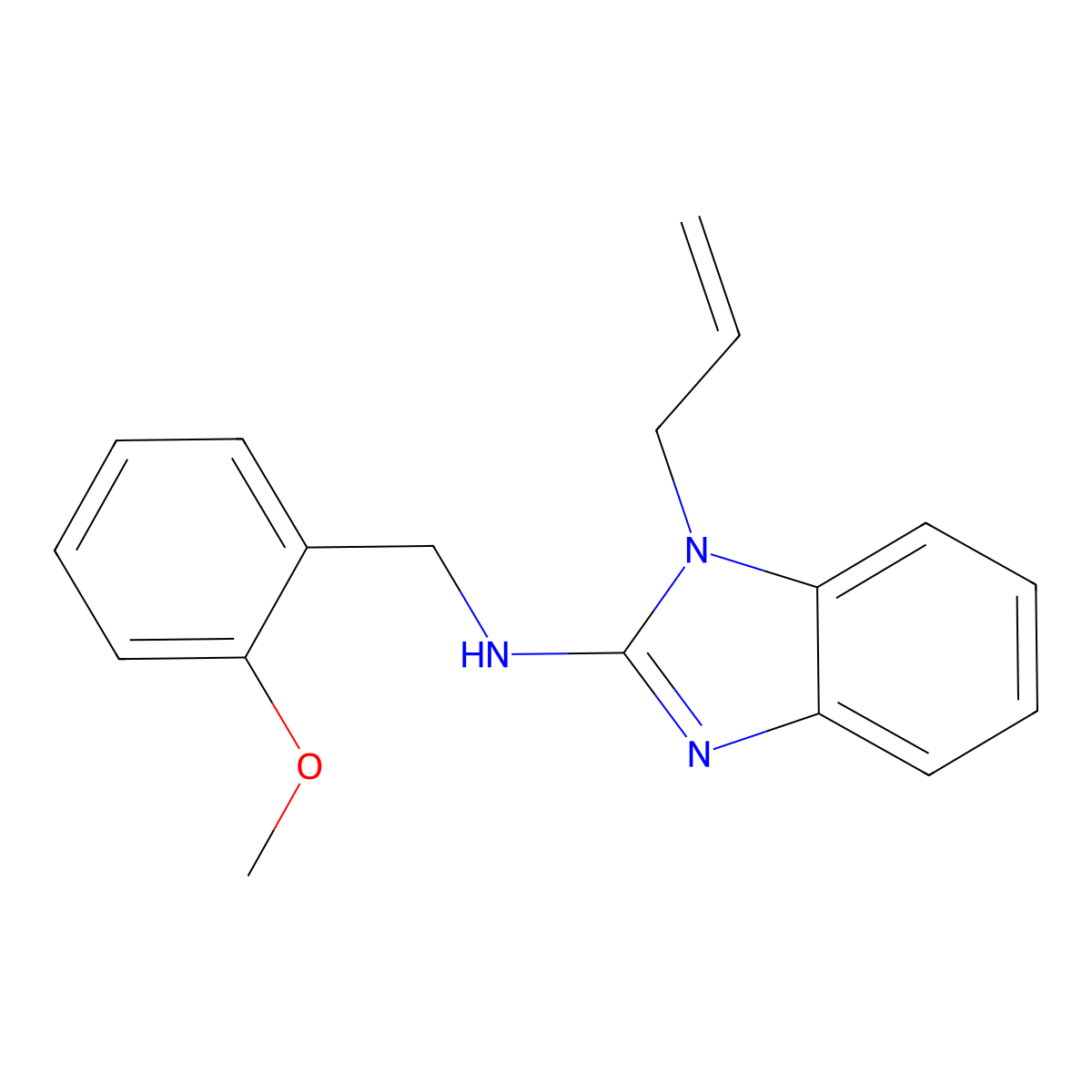 N-[(2-methoxyphenyl)methyl]-1-prop-2-enylbenzimidazol-2-amine molecular structure, CAS 692274-96-7