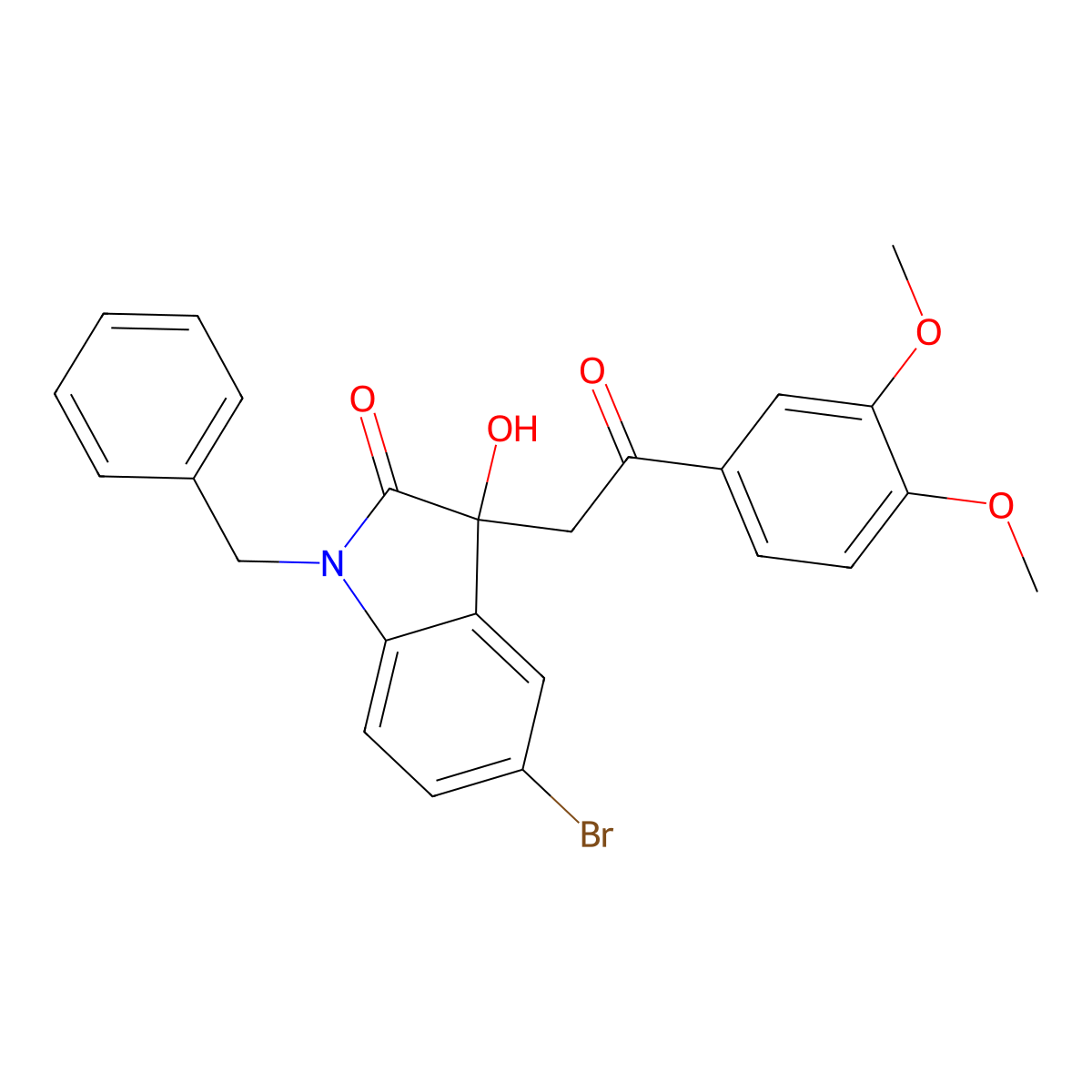 1-benzyl-5-bromo-3-[2-(3,4-dimethoxyphenyl)-2-oxoethyl]-3-hydroxy-1,3-dihydro-2H-indol-2-one molecular structure, CAS 692275-26-6